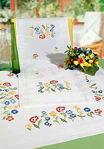 Coloured flowers table cover