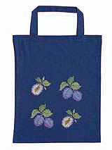 cross stitch plums cotton tote bag
