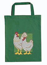 cross stitch Chicken cotton tote bag