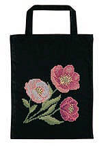 cross stitch anemones cotton tote bag