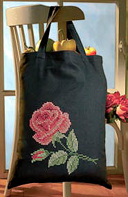 Cross stitch roses tote bag