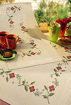 Red flowers table cover