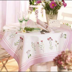 Pink flowers table cover