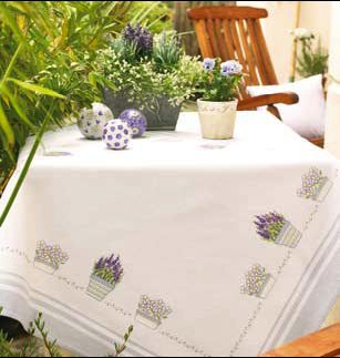 Lavender pots table cover