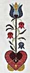 Click/tap for more details of 1744 Fraktur - Blue Tulip (cross stitch) by Three Sheep Studio