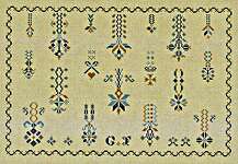 Click for more details of 19th Century G.F. Sampler (cross stitch) by Happiness is Heart Made