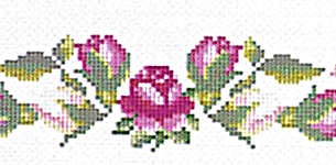 Click/tap for more details of A Table of Roses (cross stitch) by Linen Flowers
