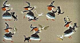 Click/tap for more details of A Witch's Struggle (cross stitch) by Perrette Samouiloff