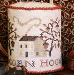 Click/tap for more details of Acorn House Pin Drum (cross stitch) by Heartstring Samplery