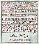 Click/tap for more details of Alice Wright 1858 (cross stitch) by Just Stitching Along
