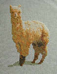 Click/tap for more details of Alpaca (cross stitch) by Anne Peden