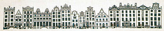 Click/tap for more details of Amsterdam Street (cross stitch) by Thea Gouverneur