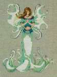 Click/tap for more details of Angel White Trumpet (cross stitch) by Nora Corbett