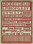 Click/tap for more details of Ann Bayliss 1887 (cross stitch) by Hands Across the Sea Samplers