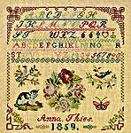 Click for more details of Anna Theis 1859 Sampler (cross stitch) by Permin of Copenhagen