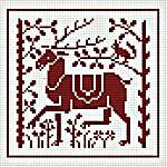 Click/tap for more details of Antique Reindeer in the Forest (cross stitch) by Happiness is Heart Made