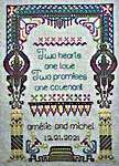 Click/tap for more details of Arabesque Wedding Sampler (cross stitch) by The Wishing Thorn