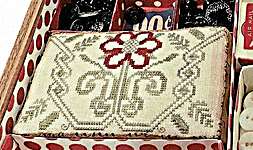 Click/tap for more details of Arcaded Pansy Pyn Pillow (cross stitch) by Needlemade Designs