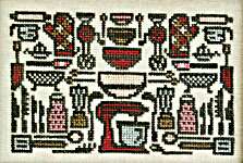 Click/tap for more details of Arranging The Kitchen Aids (cross stitch) by Ink Circles
