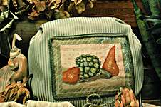 Click/tap for more details of Artichoke and Pears (cross stitch) by Janet Powers