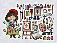 Click/tap for more details of Artist (cross stitch) by Les Petites Croix de Lucie