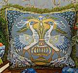 Click/tap for more details of Arts and Crafts White Peacocks (tapestry) by Glorafilia