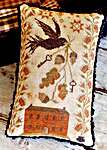 Click/tap for more details of As The Crow Flies Pinkeep (cross stitch) by Stacy Nash Primitives