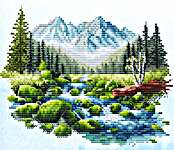 Click/tap for more details of At The Mountain (cross stitch) by Les Petites Croix de Lucie