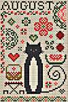 Click/tap for more details of August Cat (cross stitch) by Happiness is Heart Made