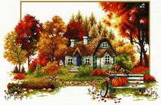 Click for more details of Autumn Cottage (no-count cross stitch) by Needleart World