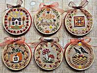 Click/tap for more details of Autumn Mini Rounds (cross stitch) by Waxing Moon Designs