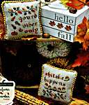 Click/tap for more details of Autumn Puns (cross stitch) by Stitchy Prose