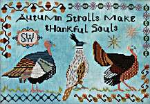 Click/tap for more details of Autumn Strolls (cross stitch) by Lindy Stitches