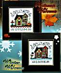 Click/tap for more details of Autumn Welcome and Winter Welcome (cross stitch) by Stoney Creek