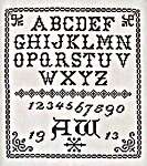 Click/tap for more details of AW Sampler 1913 (cross stitch) by The Wishing Thorn