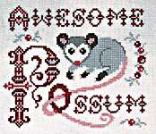Click/tap for more details of Awesome Possum (cross stitch) by Ink Circles