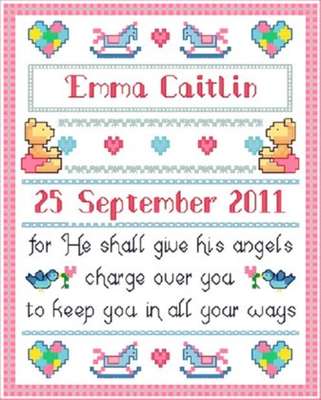 Click/tap for more details of Baby Blessing (cross stitch) by Designs by Cathy