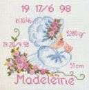 Click for more details of Baby Girl Birth Sampler (cross stitch) by Permin of Copenhagen