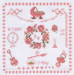 Click for more details of Baby Girl Nursery Sampler (cross stitch) by Permin of Copenhagen