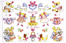 Click for more details of Baby Girl Sampler (cross stitch) by Permin of Copenhagen