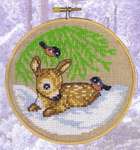 Click for more details of Baby Reindeer with Birds (cross stitch) by Permin of Copenhagen