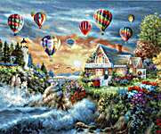 Click for more details of Balloons Over Sunset Cove (cross stitch) by Luca - S