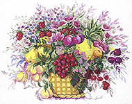 Basket of Fruit and Flowers