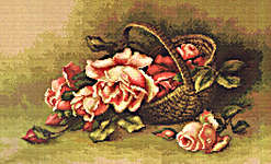 Click for more details of Basket of Roses (cross stitch) by Luca - S