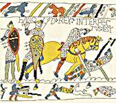 Click/tap for more details of Bayeux Tapestry - The Demise Of King Harold (cross stitch) by Bothy Threads