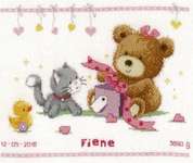 Click/tap for more details of Bear and Present (cross stitch) by Vervaco