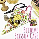 Click/tap for more details of Beehive Scissor Case (cross stitch) by Tiny Modernist