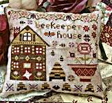 Click/tap for more details of Beekeeper House (cross stitch) by Pansy Patch Quilts and Stitchery