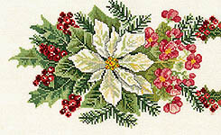 Click for more details of Begonias and Poinsettia Table Runner (cross stitch) by Eva Rosenstand