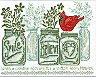 Click/tap for more details of Believe Cardinal (cross stitch) by Imaginating